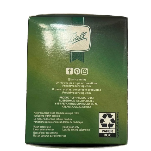 Ball Wooden Lids for Regular Mouth Mason Jars- BRAND NEW IN BOX, Acacia Wood - Picture 5 of 6